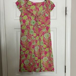 Lilly Pulitzer Pink and Green Leaf Print Dress